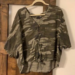 Camo button down tie shirt